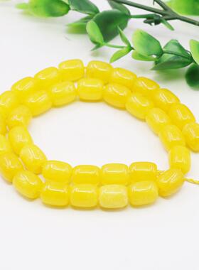 9x11mm桶珠黄玉髓天然玉石散珠子 DIY手工制作项链手链耳环隔珠潮