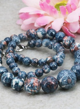 油菜花圆雨花石塔链女紫橙项链