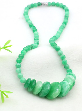 6-14mm圆珠圆饼翡翠女天然石项链