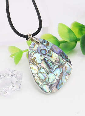 三角形项链油菜花贝壳天然皮绳女