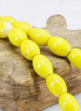 8X12mm米珠黄色松石散珠 DIY手工编织串珠配件项链手链女配饰首饰