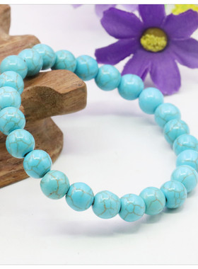 蓝松石手串配饰生日礼物复古佛珠