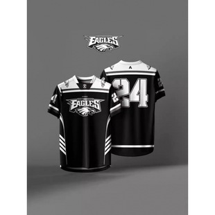 爆款上新款亚马逊外贸跨境美式橄榄球服队球衣服3印花恤短袖男装