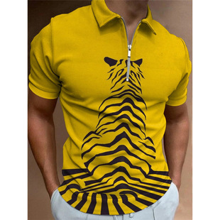 翻领休闲拼接纯色 POLOT恤短袖 2022夏季 亚马逊欧美跨境男装