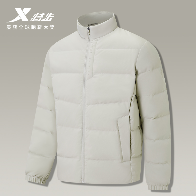 【商场同款】特步羽绒服男士2025年冬季新款男装立领运动保暖外套