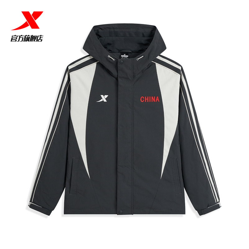 特步中国霹雳舞队同款丨双层风衣男女2025秋冬新款情侣梭织薄外套