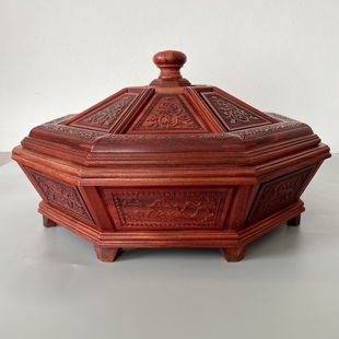 木质果盒分格可拆复古雕花糖果盒干果零食收纳盒过年客厅茶几果盘