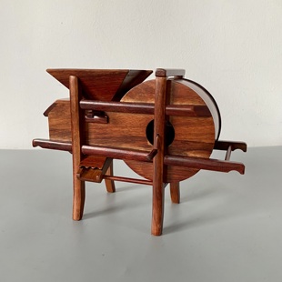 红木木雕工艺品桌面摆件五谷丰登实木谷风车微型风谷机民宿摆设