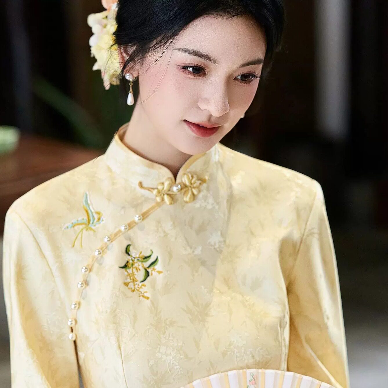 小个子复古新中式七分袖旗袍