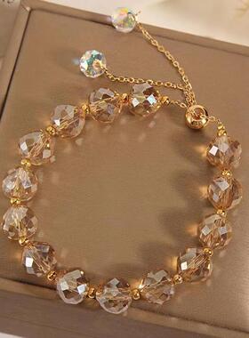 气质水晶编织手链女小众设计个性手镯简约学生闺蜜网红手环手饰品