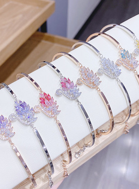 时尚渐变天鹅彩色锆石手链日韩新款流行首饰森系气质女神手饰批发