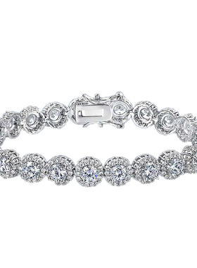 跨境高级感时尚手链嘻哈单排满钻锆石手饰男女亚马逊热卖网球链