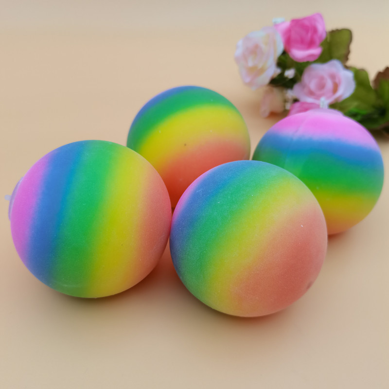 跨境爆款TPR解压彩虹球慢回弹彩色面粉球发泄挤压球手捏减压玩具
