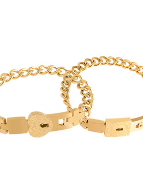 跨境爆款情侣手链同心互锁钛钢不掉色手饰男女生爱心手链生日礼物