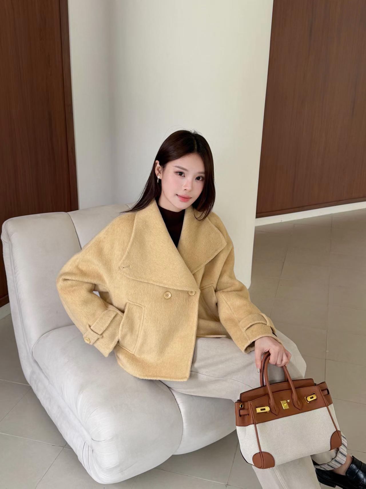 2026年秋冬季韩版女装新款气质双面羊毛短外套长袖毛呢外套上衣