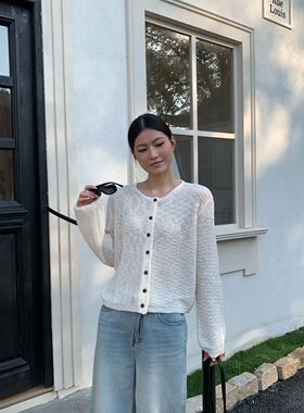 2026年春季新款韩版缤典正品宽松慵懒风针织衫开衫设计感毛衣上衣