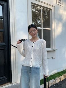 2026年春季新款韩版缤典正品宽松慵懒风针织衫开衫设计感毛衣上衣