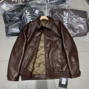 韩版 翻领长袖 酒酿丸子新款 时尚 皮衣短外套女机车服 女装 2025年冬季