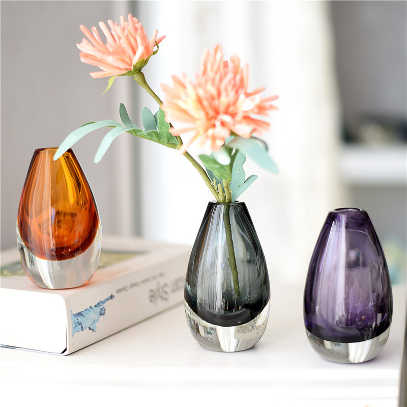 水滴创意现代简约彩色玻璃花瓶