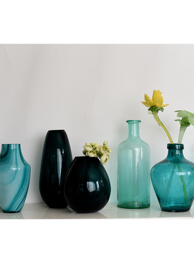 每周一三五上新 CH49外贸玻璃花瓶绿色本色孤品捡漏家居装饰品I1