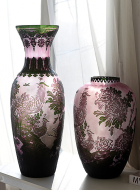 外贸出口中式葛蕾玻璃艺术琉璃花瓶高级家居装饰品摆件轻奢礼品