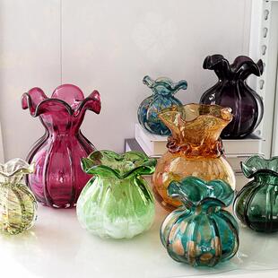CH166外贸出口厚实手工玻璃艺术花瓶家居装 饰品摆件孤品捡漏