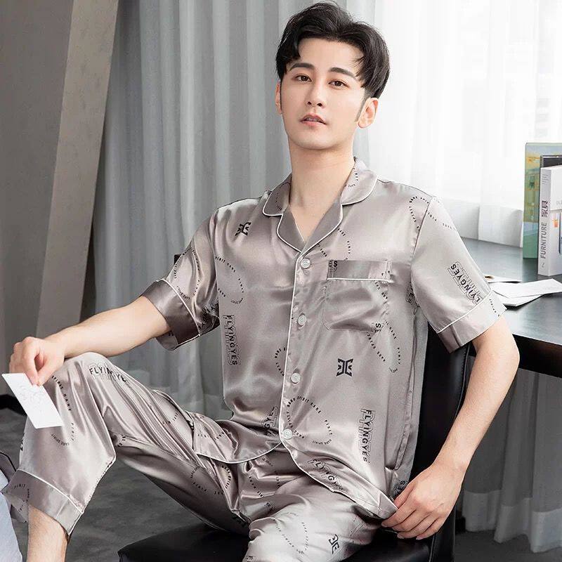 轻奢睡衣男士春秋季冰丝学生青年薄款舒适丝绸夏天家居服洗浴套装
