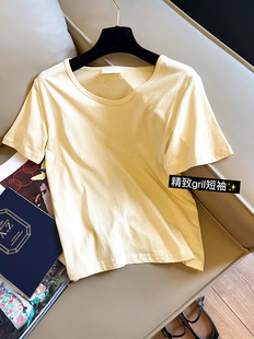 新款 基础款 T恤女2023年夏季 橘喵家简约纯色短袖 宽松垂感显瘦上衣