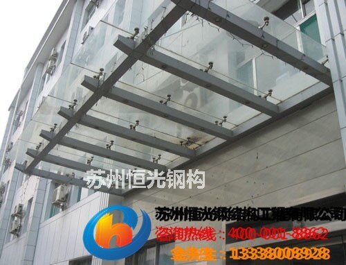 苏州中空玻璃钢结构汽车棚钢结构屋顶雨棚u.