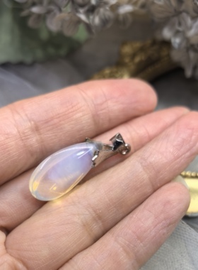 日本海外vintage中古琉璃仿欧珀蛋白石水滴吊坠项链孤品