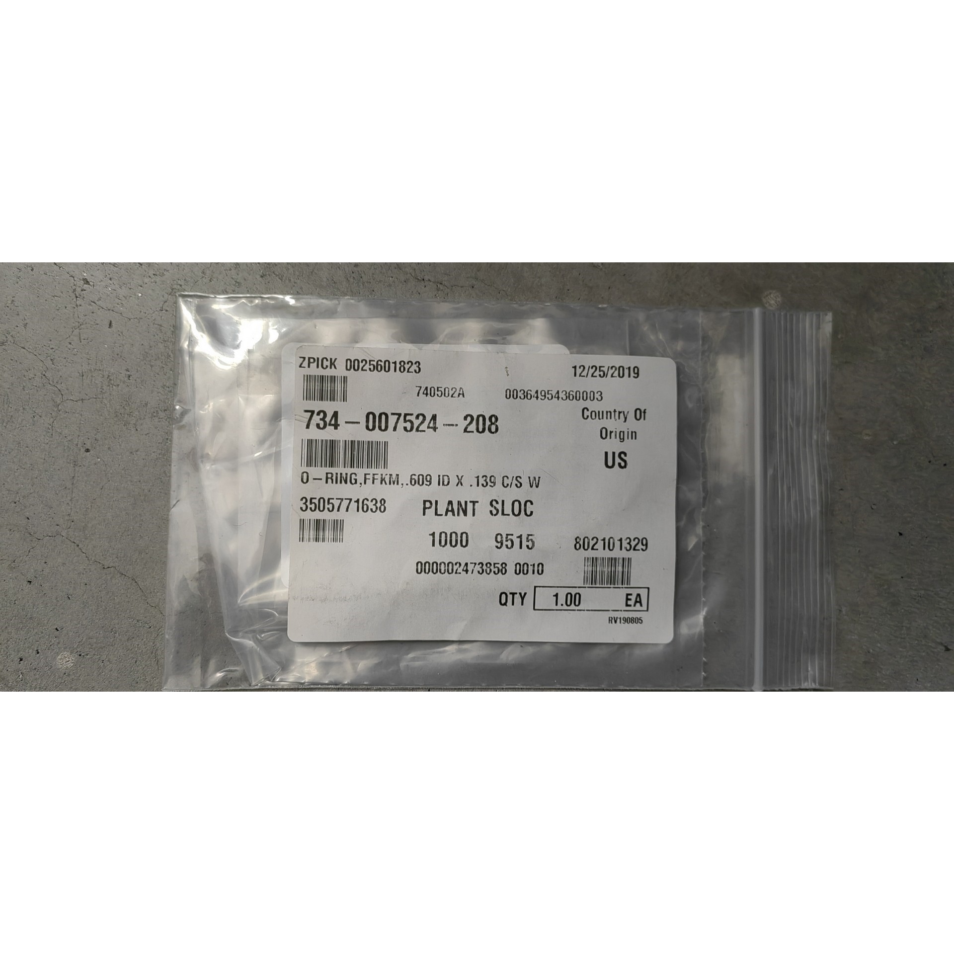 全新LAM原装FFKM密封圈,型号734-007524-20