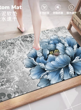 硅藻泥速干软地垫浴室卫生间门口吸水防滑脚垫子洗手间厕所小地毯