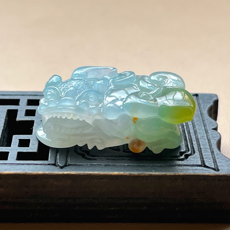 缅甸天然A货翡翠冰黄洒金貔貅