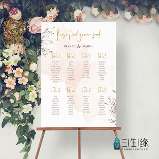 定制婚礼席位图宾客名单海报座位表结订婚宴生日派对百日周岁满月