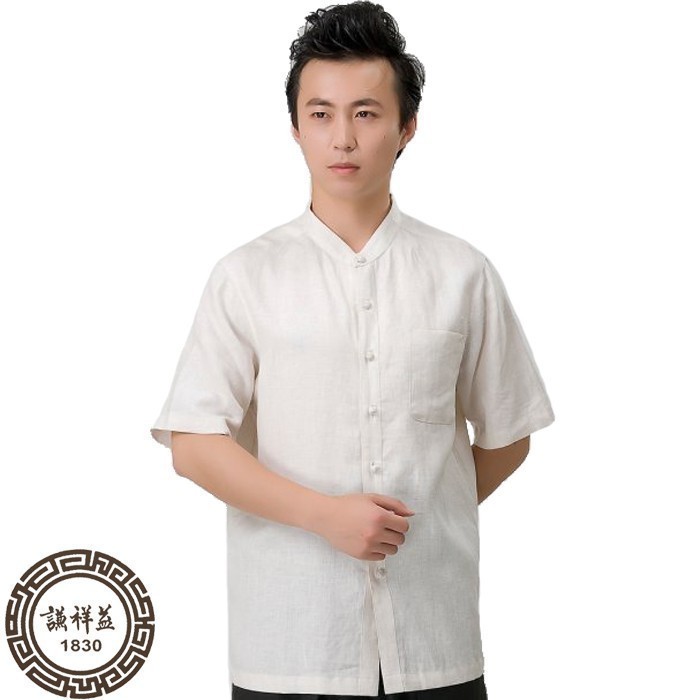 唐装男短袖复古夏装中国风青年亚麻休闲改良衬衫中式民族立领上衣