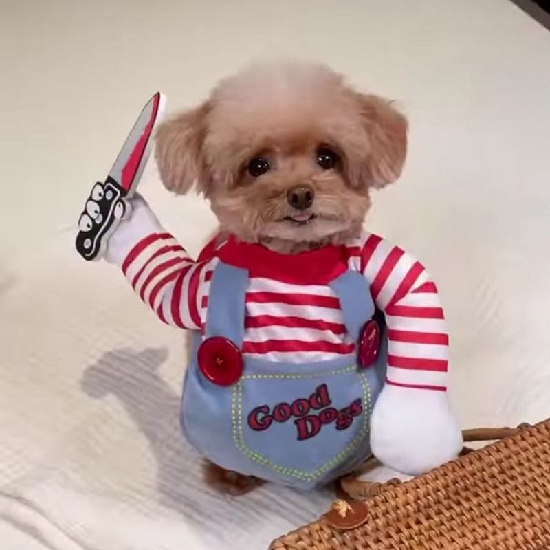 狗狗衣服搞怪拿刀比熊金毛博美柴犬柯基泰迪宠物中大型犬搞笑变装