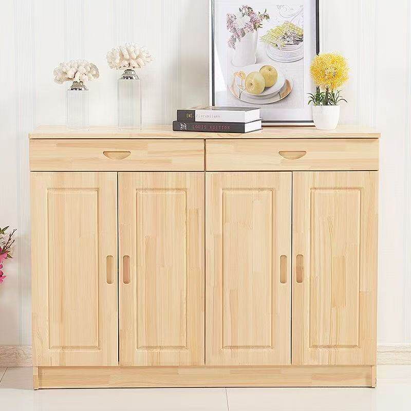 鞋柜实木多层简约现代多功能大容量松木玄关柜对开门两门三门