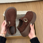 小个子5cm厚底勃肯鞋 松糕增高懒人一脚蹬乐福单鞋 女2026春季 新款