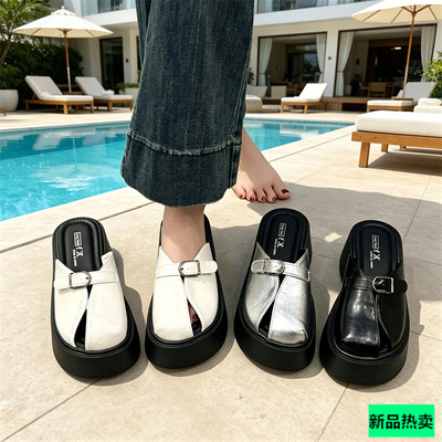 网红同款2026春夏新款厚底拖鞋女外穿时尚百搭增高配裙子一字凉拖