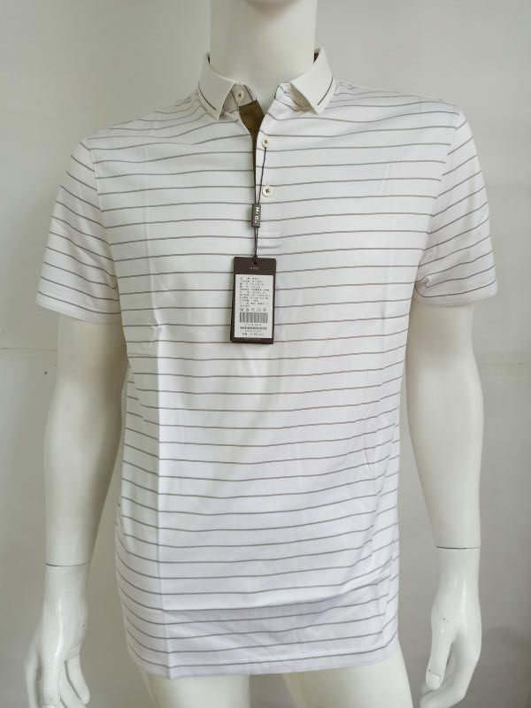 条纹桑蚕丝面料短袖t恤瑕疵特价