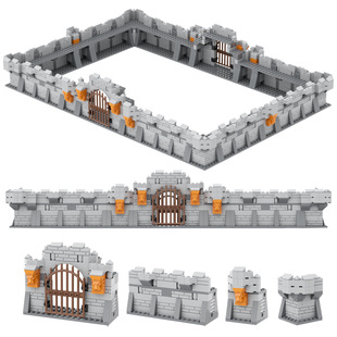 MOC要塞城堡模块化城墙塔楼角楼中世纪攻城器械士兵人仔场景