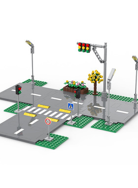 MOC兼容小颗粒积木城市系列60304城市组道路底板街景公路道路板