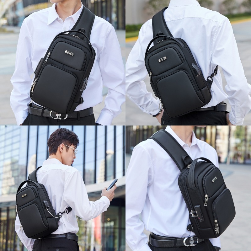 耐磨牛津布胸包男休闲旅游小背包