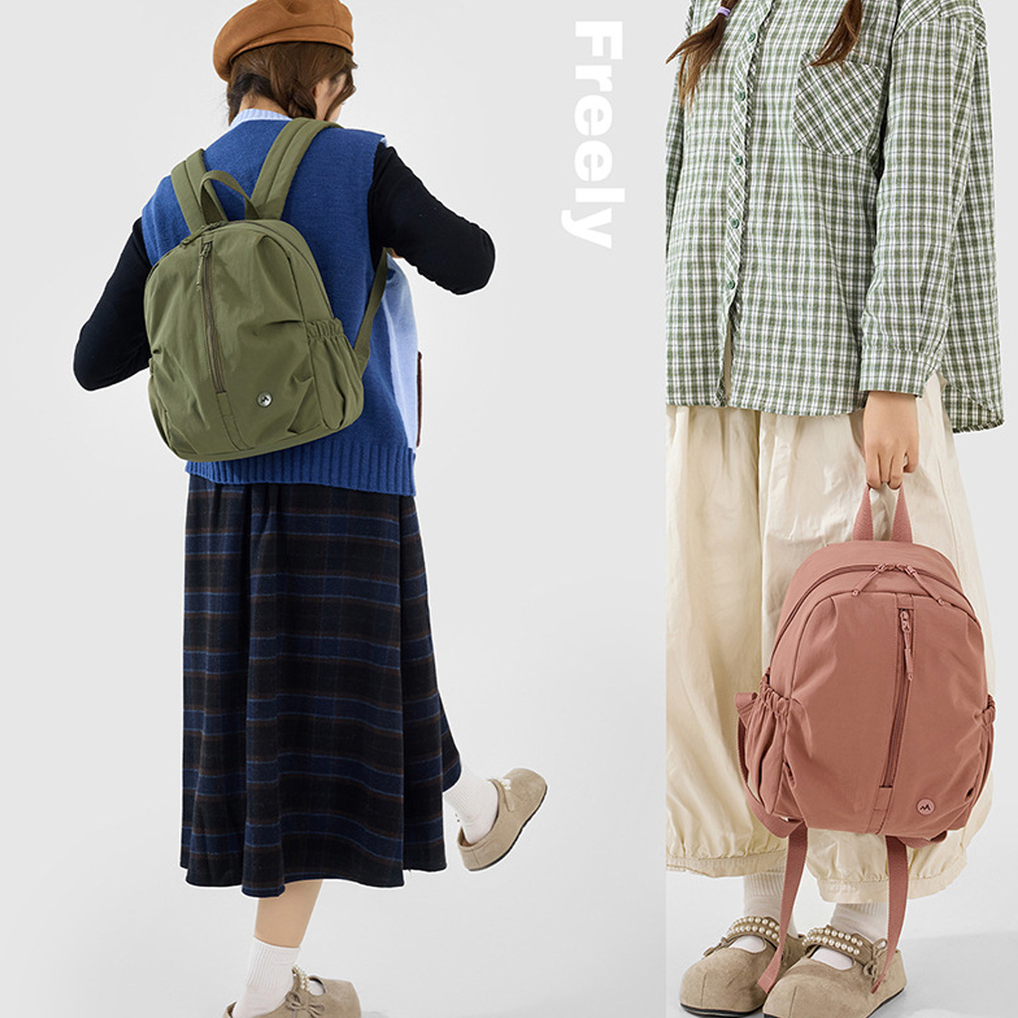 高质感双肩包女文艺森系高中大学生书包2026新款轻便徒步旅行背包