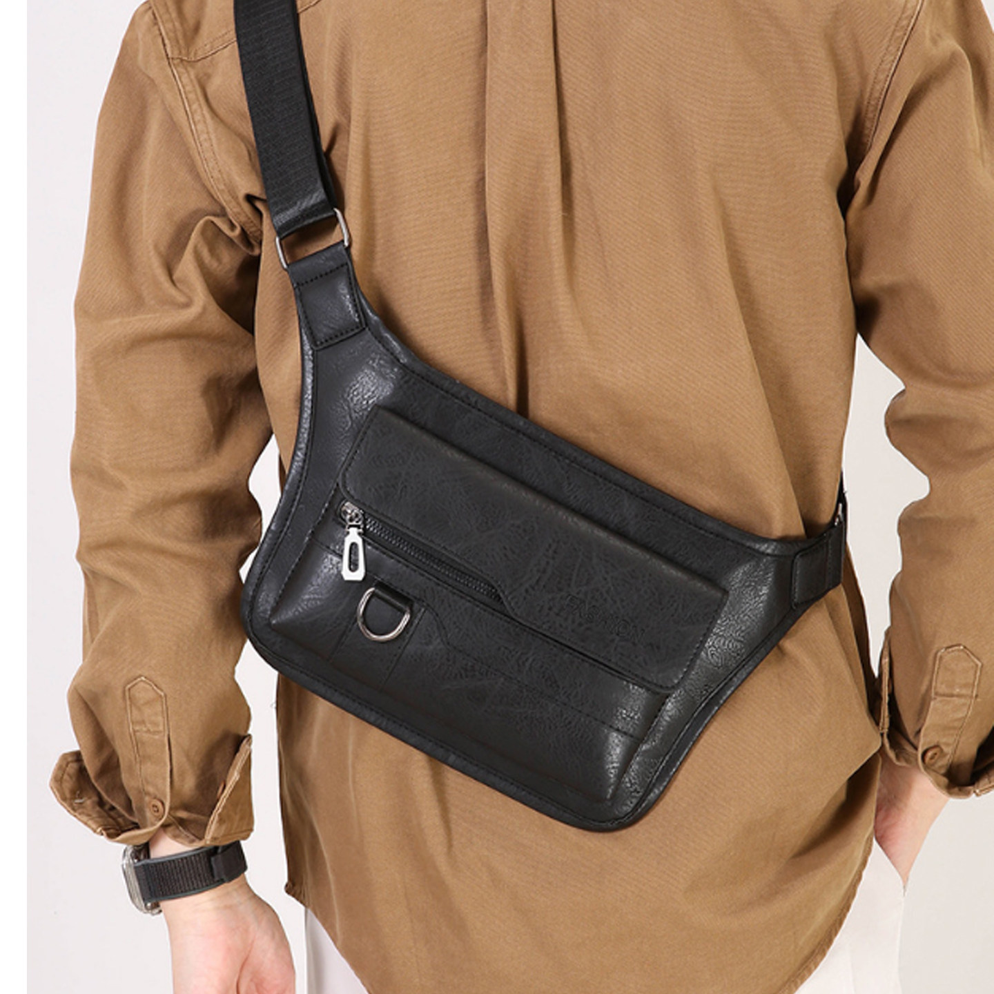 新款胸包男包韩版时尚男士商务皮包休闲旅行包大容量男款斜挎腰包