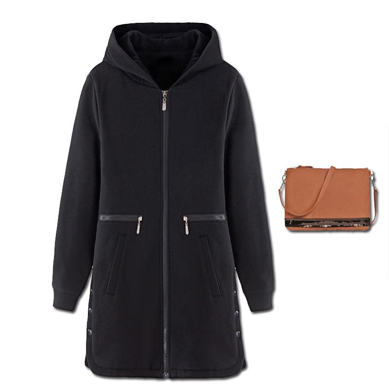 加绒加厚特大码保暖卫衣女