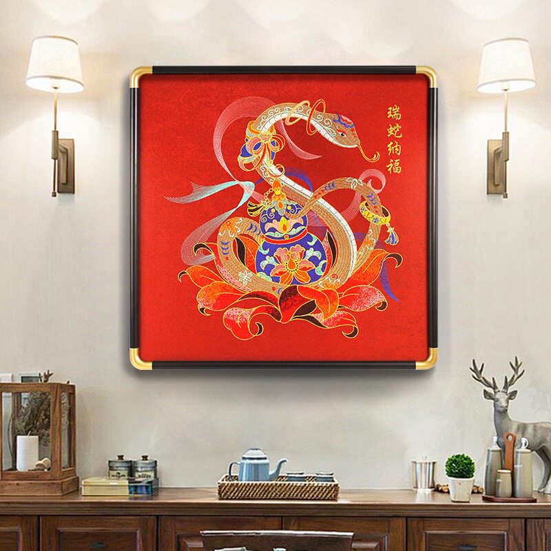 新中式刺绣挂画乔迁礼物客厅装饰画摆台画苏绣成品中式商务伴手礼