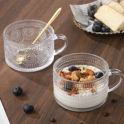 家用早餐杯酸奶碗玻璃碗带把