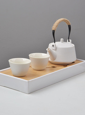 快客杯一壶二杯日式家用旅行简易两杯蓄水式茶具小套装提梁壶礼品