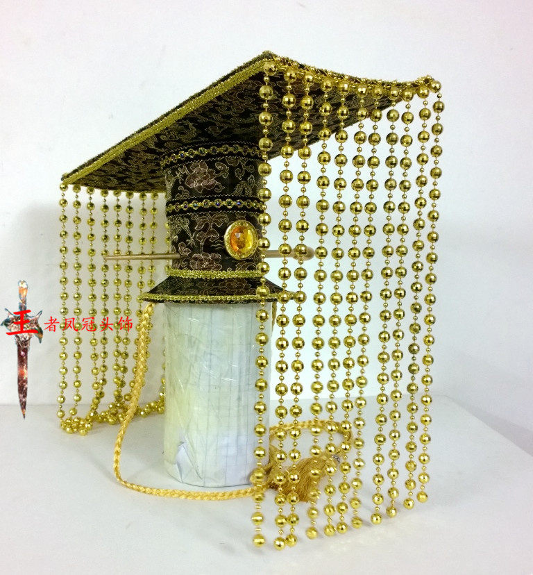 汉朝皇帝发冠汉服结婚古装头饰表演头饰影楼拍照咖啡龙纹皇帝头饰